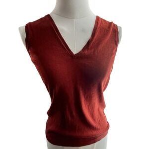 Harold's‎ Silk Cotton Sweater Vest XS Burnt Orange Preppy Academia Vintage Knit